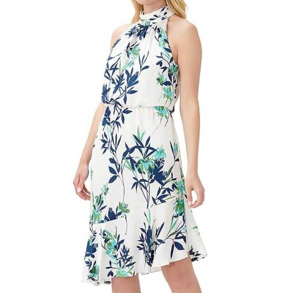 NWT Adrianna Papell Women's Plus size Halter Blouson Midi Dress - Picture 2 of 3